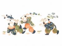 下絵転写紙　3色唐子　ピンク