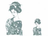 下絵転写紙 1色芸者 呉須