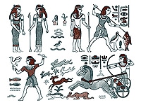 下絵転写紙　2色古代エジプト狩り