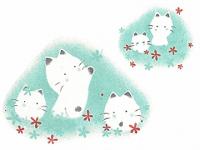 下絵転写紙　3色仲良し子猫　トルコ