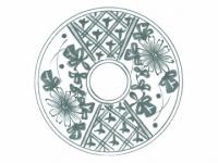下絵転写紙　1色染付小皿菊祥瑞