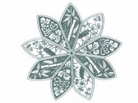 下絵転写紙　1色染付八角四君子