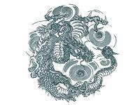 下絵転写紙　龍神　呉須