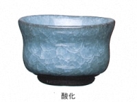 未使用品 京都／清水焼 青瓷 利宋窯 氷裂紅貫入大皿／飾り皿
