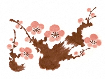 下絵転写紙　2色朴梅(大・小)　ピンク