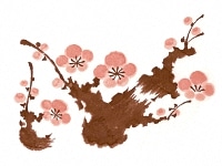 下絵転写紙　2色朴梅(大・小)　ピンク