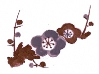 下絵転写紙　2色夫婦梅(中)　ブルー