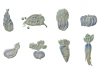 下絵転写紙　白盛　野菜小　ブルー