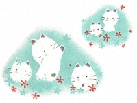 下絵転写紙　3色仲良し子猫　トルコ