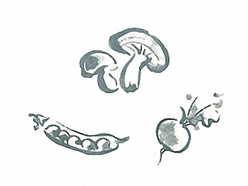 下絵転写紙　きのこ・えんどう・かぶ