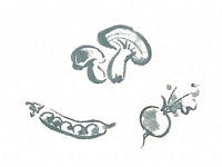 下絵転写紙　きのこ・えんどう・かぶ