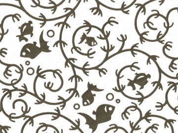 下絵転写紙　色盛　金魚唐草　ブラック