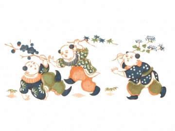 下絵転写紙　3色唐子　ピンク