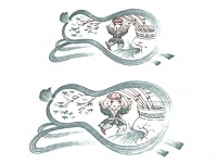 下絵転写紙　2色ひょうたん唐子　呉須と茶