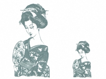 下絵転写紙　1色芸者　呉須