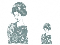 下絵転写紙　1色芸者　呉須