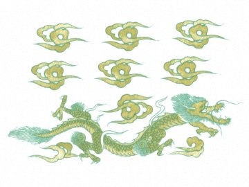 下絵転写紙　2色龍　ヒワ