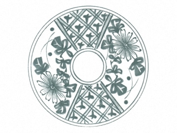 下絵転写紙　1色染付小皿菊祥瑞