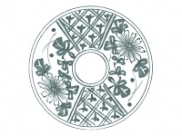 下絵転写紙　1色染付小皿菊祥瑞