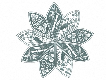 下絵転写紙 1色染付八角四君子