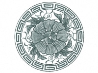 下絵転写紙　1色染付中華ぼたん