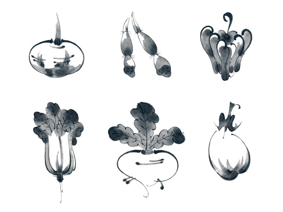 下絵転写紙 墨絵風やさい | 陶芸ショップ.コム / 陶芸用品・陶芸